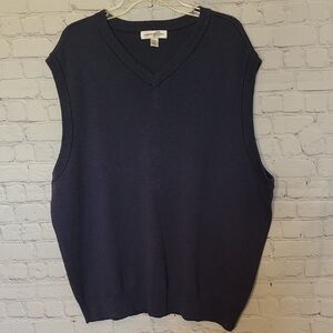 Navy Bluen Size 2X V-Neck Cotton Classic Preppy Golf Sweater Vest Outdoors